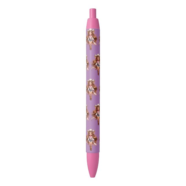 Stylo Noir Western Cowgirl Rodeo Princesse 1 (devant Vertical)