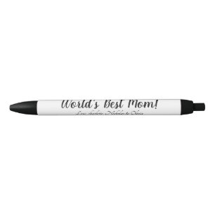 Stylo Noir World’s Best Mom black custom script élégant chic