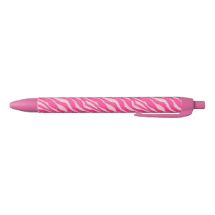 Stylo Noir Zèbre rayures - Fuchsia et rose clair