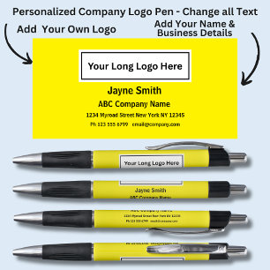 Stylo Nom de l'entreprise, noir sur jaune vif,