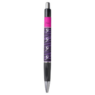 Stylo Nom gymnaste violet parties scintillant zèbre rayu
