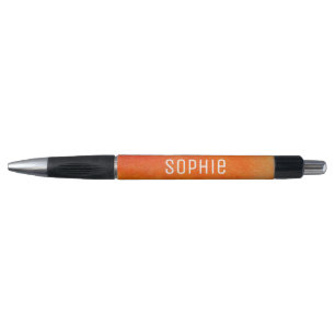 Stylo Nom personnalisé joli pêche orange aquarelle art
