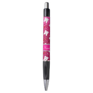 Stylo Nom personnalisé neon rose parties scintillant bro