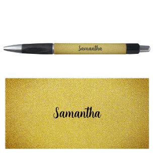 Stylo Nom personnalisé Parties scintillant Gold