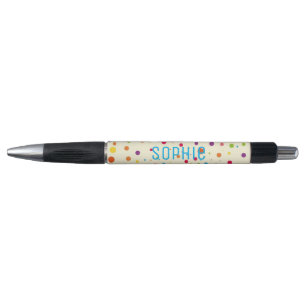 Stylo Nom personnalisé taches colorées conception dotty