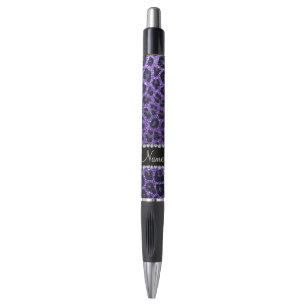 Stylo Nom personnalisé taches léopards de parties scinti