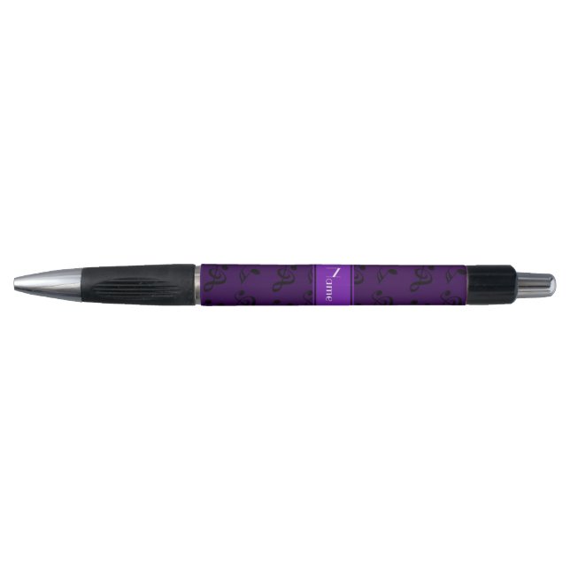 Stylo Notes de musique violette de nom personnalisées (Devant)