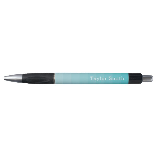 Stylo Nuances cyanes de bleu rayures horizontales jeunes (Devant)