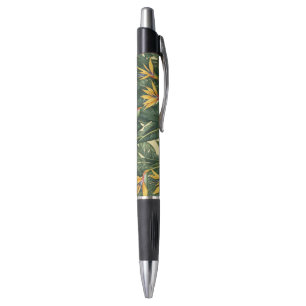 Stylo Oiseau jaune du Paradis motif de fleurs