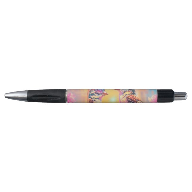 Stylo Oiseaux cool avec lunettes de soleil au coucher du (Devant)