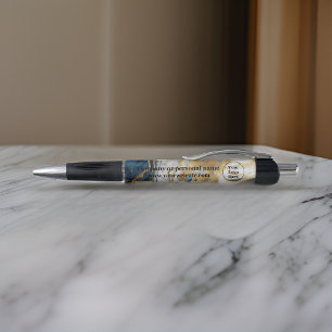 Stylo Or bleu et marbre blanc