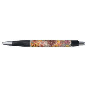 Stylo Oranger Bourgogne Automne Floral Aquarelle