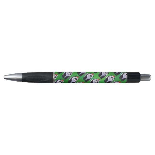 Stylo Ours de panda à Santa Hat sur Vert (Devant)
