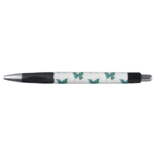 Stylo Papillon aux plumes de paon vert