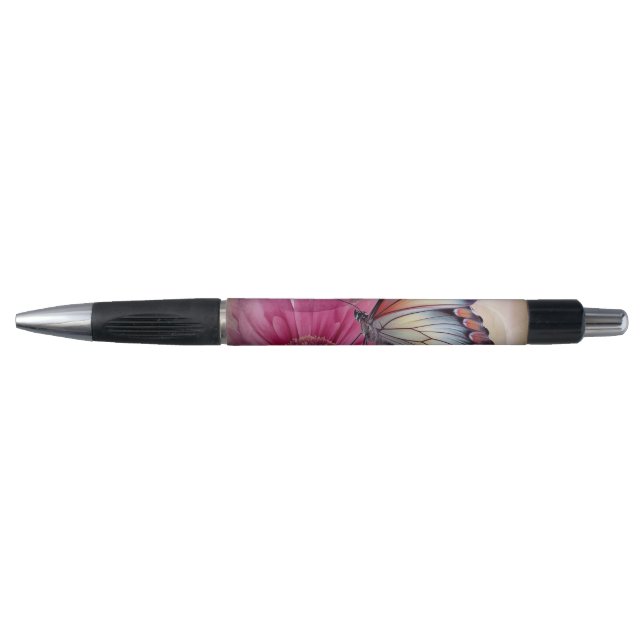 Stylo Papillon de rêve sur toile florale (Devant)