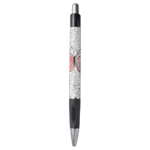 Stylo Papillon Rose Et Art Rose