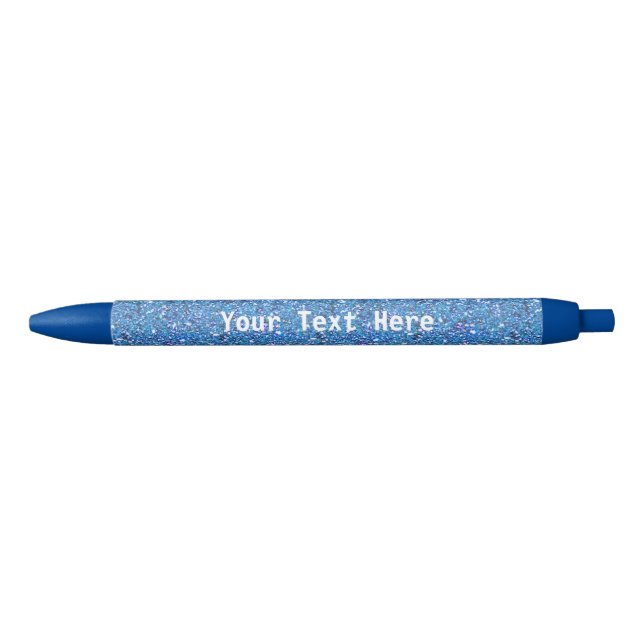 Stylo parties scintillant bleu avec texte personna (Devant)