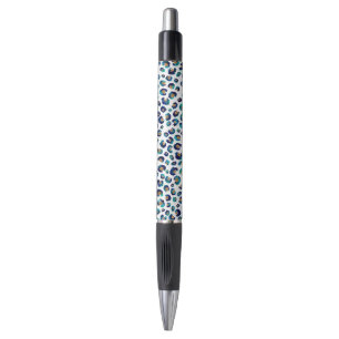 Stylo Parties scintillant d'or bleu Motif Leopard