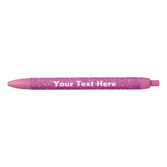 Stylo parties scintillant rose avec texte personna (Devant)