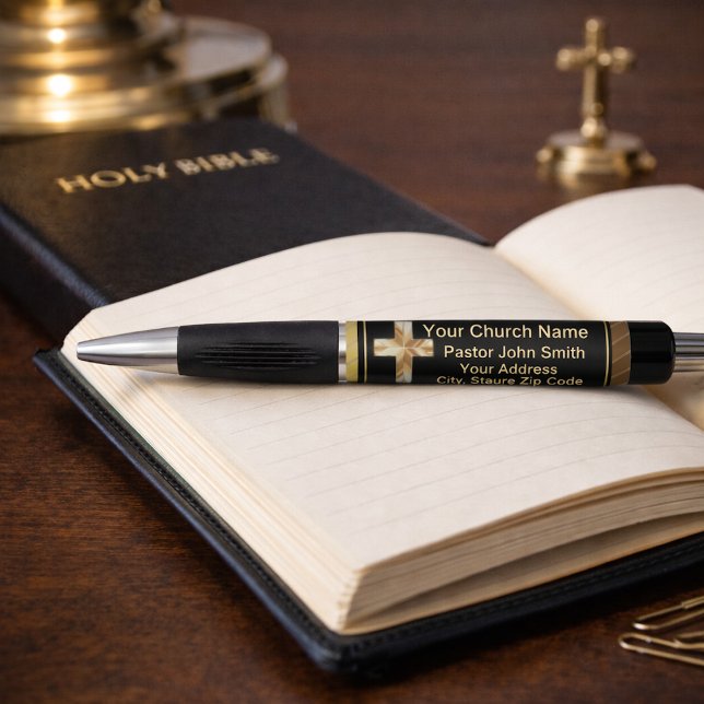 Stylo Pasteur d'église Classy Or Et Noir  (Créateur téléchargé)