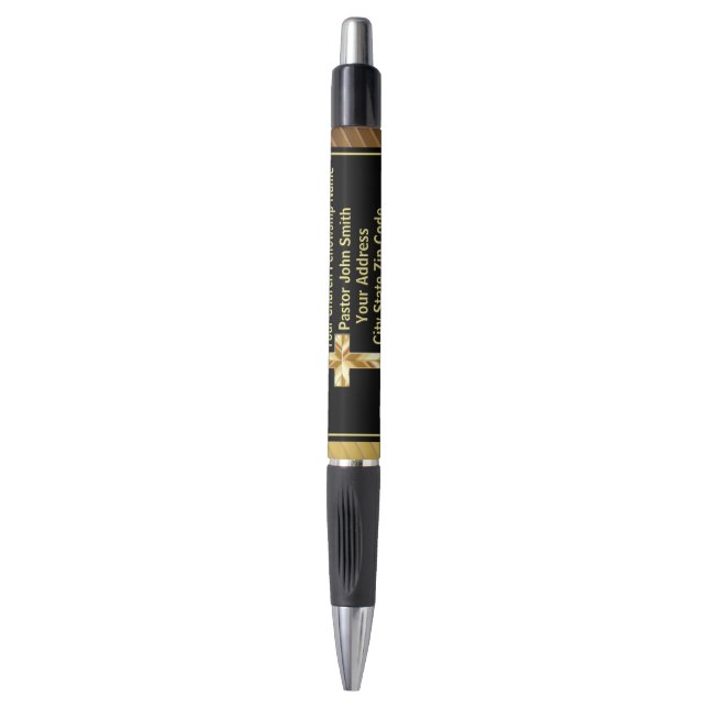 Stylo Pasteur d'église Classy Or Et Noir  (Devant (Vertical))