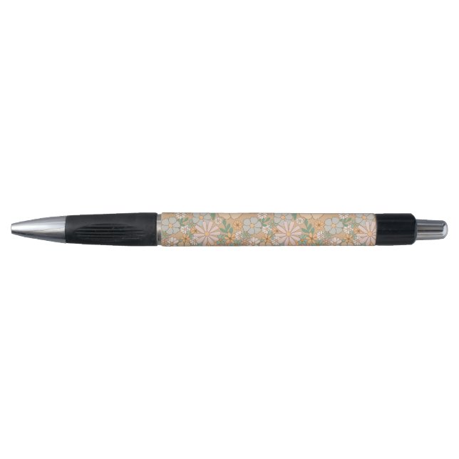 Stylo Pêcher Orange rose gris floral (Devant)
