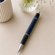 Stylo personnalisé avec monogramme bleu marine