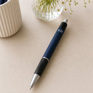 Stylo personnalisé avec monogramme bleu marine