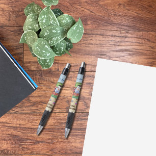 Stylo personnalisé de pingouin de bibliothécaire