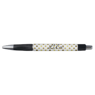 Stylo personnalisé de point de polka d'or