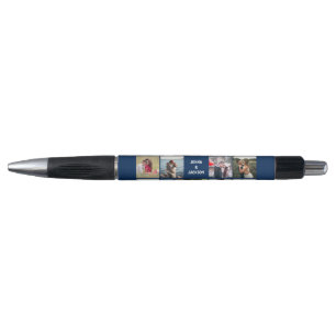 Stylo personnalisé Mariage photo bleu turquoise