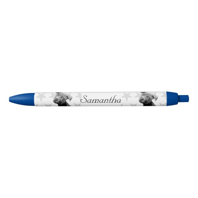 Stylo personnalisé par bleu de chien de Pitbull (Devant)