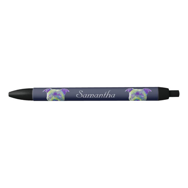 Stylo personnalisé par chien bleu de pitbull (Devant)
