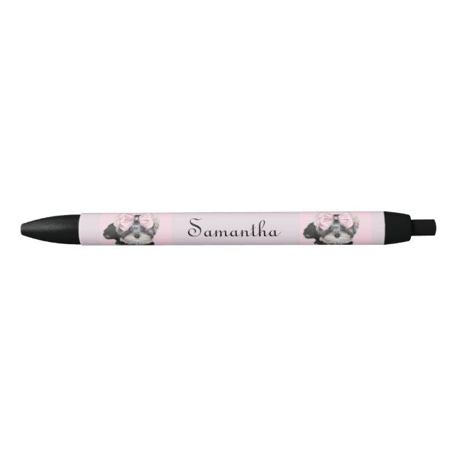 Stylo personnalisé par rose de terrier de (Devant)