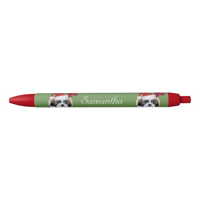 Stylo personnalisé par rouge de chien de Shih Tzu (Devant)