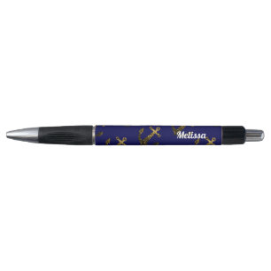 Stylo Personnaliser Yellow Gold scintille Ancre Navy Blu