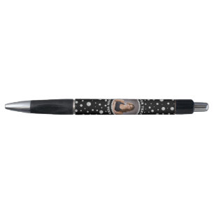 Stylo Photo personnalisé avec cercle de perles sur fond