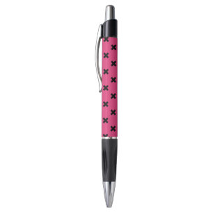 Stylo Piqûres de croix noire sur fuchsia