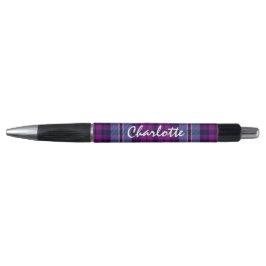 Stylo Plaid personnalisé violet bleu écossais Tartan