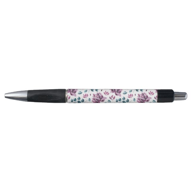 Stylo Plume Mariage à fleurs de pivoine violet (Devant)