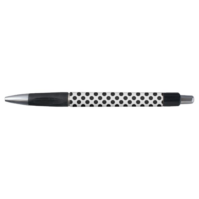 Stylo Point de polka noir et blanc (Devant)