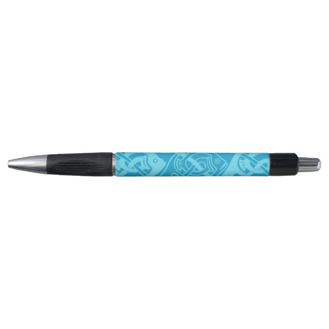 Stylo Poisson à nouer celtique en bleu (Devant)