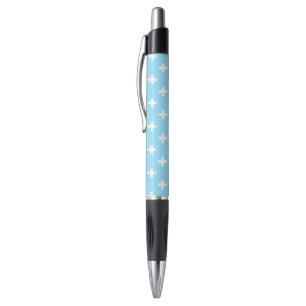 Stylo Polka blanche croise sur bleu bébé