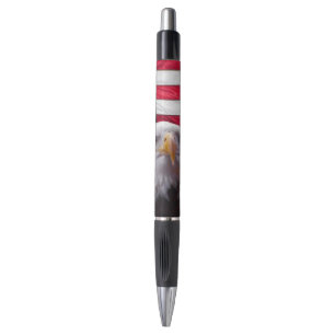 Stylo Portrait et drapeau de l'aigle américain Bald