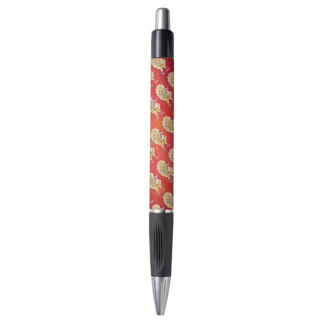 Stylo Poule de Noël sur fond rouge (Devant (Vertical))