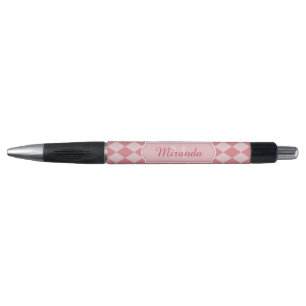 Stylo Preppy Jacquard rose Girly Monogramme Nom du burea