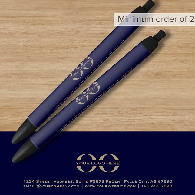 Stylo promotionnel bleu marine avec logo (Créateur téléchargé)