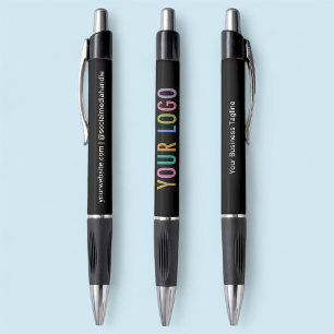 Stylo promotionnel noir avec logo d'entreprise