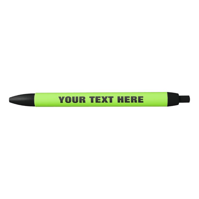 Stylo promotionnel vert néon avec texte personnali (Devant)