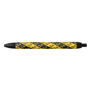 Stylo rayonné noir et jaune de motif de seizième